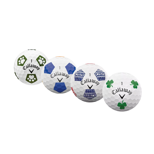 Used Callaway Chrome Soft Truvis Mix golf balls, one dozen, Truvis pattern