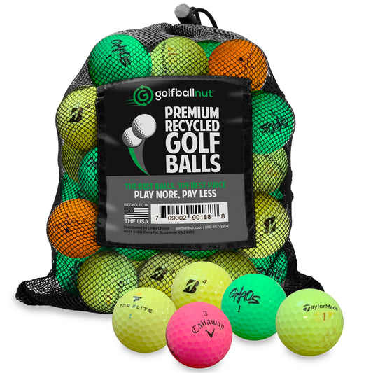 GolfBall Nut - 48 Used Golf Balls – Recycled Bulk Colored Mix for Practice & Play – Good Condition – Includes Mesh Bag – Budget-Friendly & Sustainable Golf Balls