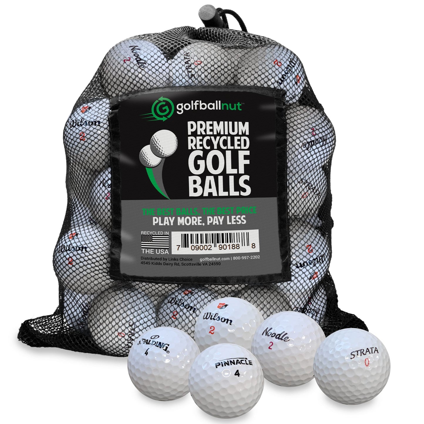 Used Golf Ball Starter Bundle - Assorted Models | Includes 100 Pride Professional Wooden Tees, Ball Brush and Reusable Mesh Bag - 24 Count