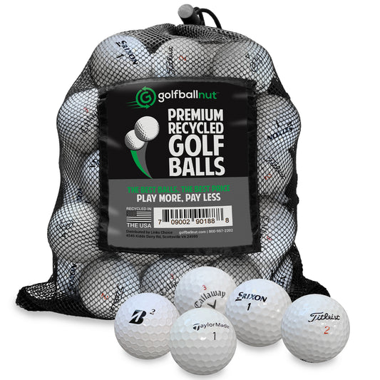 GolfBall Nut - 48 Used Golf Balls – Recycled Premium Brands Assorted Mix for Practice & Play – Good Condition – Includes Mesh Bag – Budget-Friendly & Sustainable Golf Balls