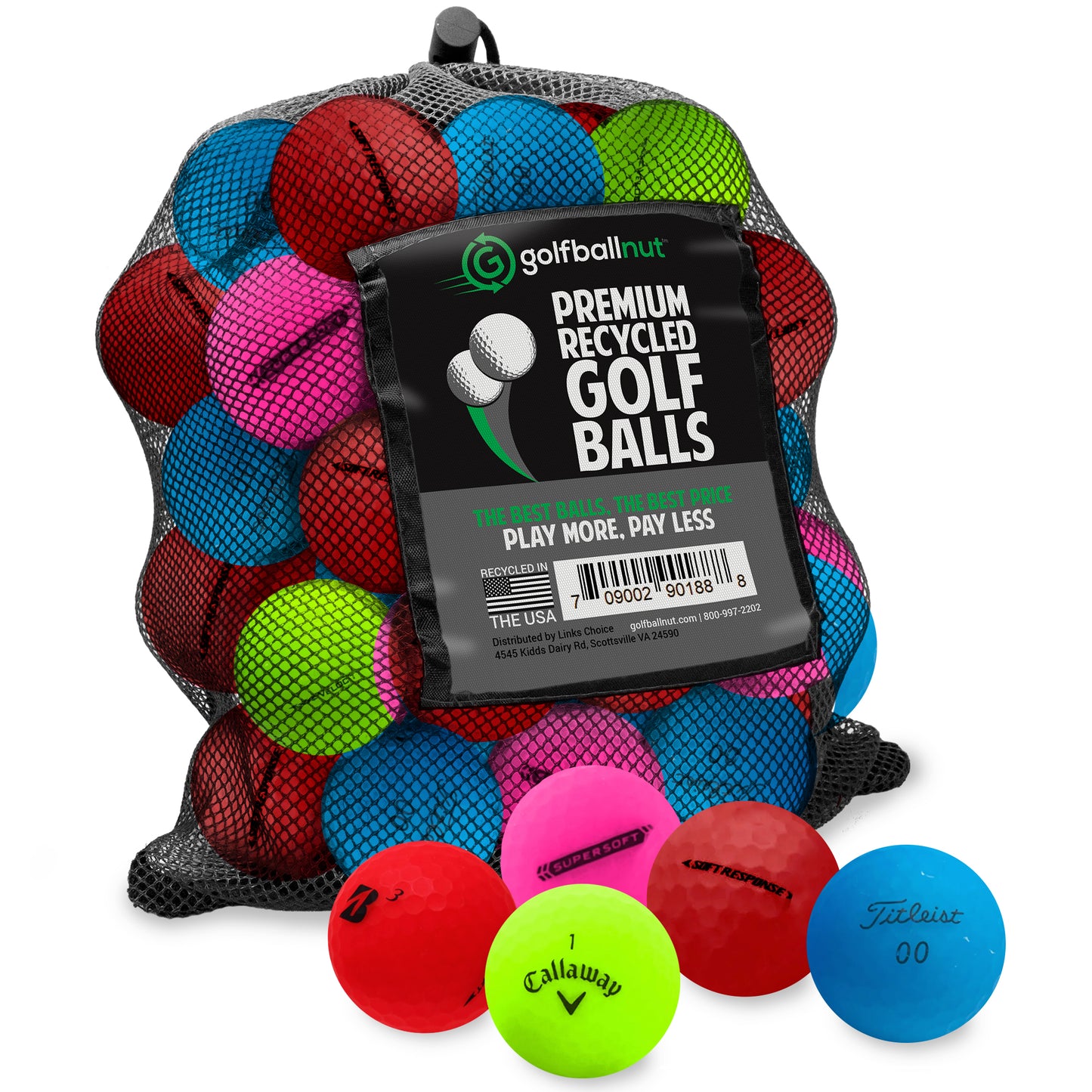 Used Premium Assorted Matte Color Mix Golf Balls - 48 Count