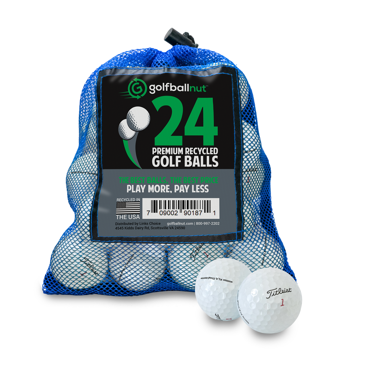 Used Titleist 2023 Pro V1/Pro V1x Mint (AAAAA) Golf Balls with Reusable Mesh Bag