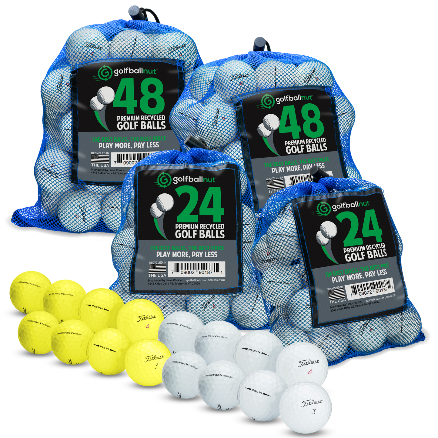 Used Titleist Pro V1 Golf Balls - Bulk Mesh Bags