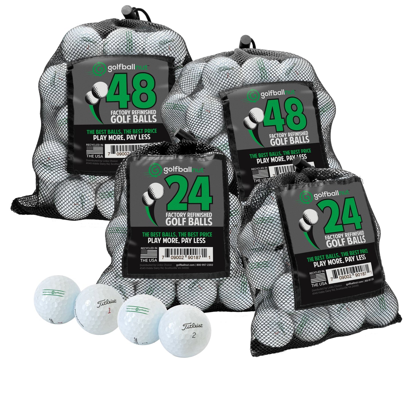 Factory Refinished Titleist Pro V1x Golf Balls - Bulk Mesh Bags