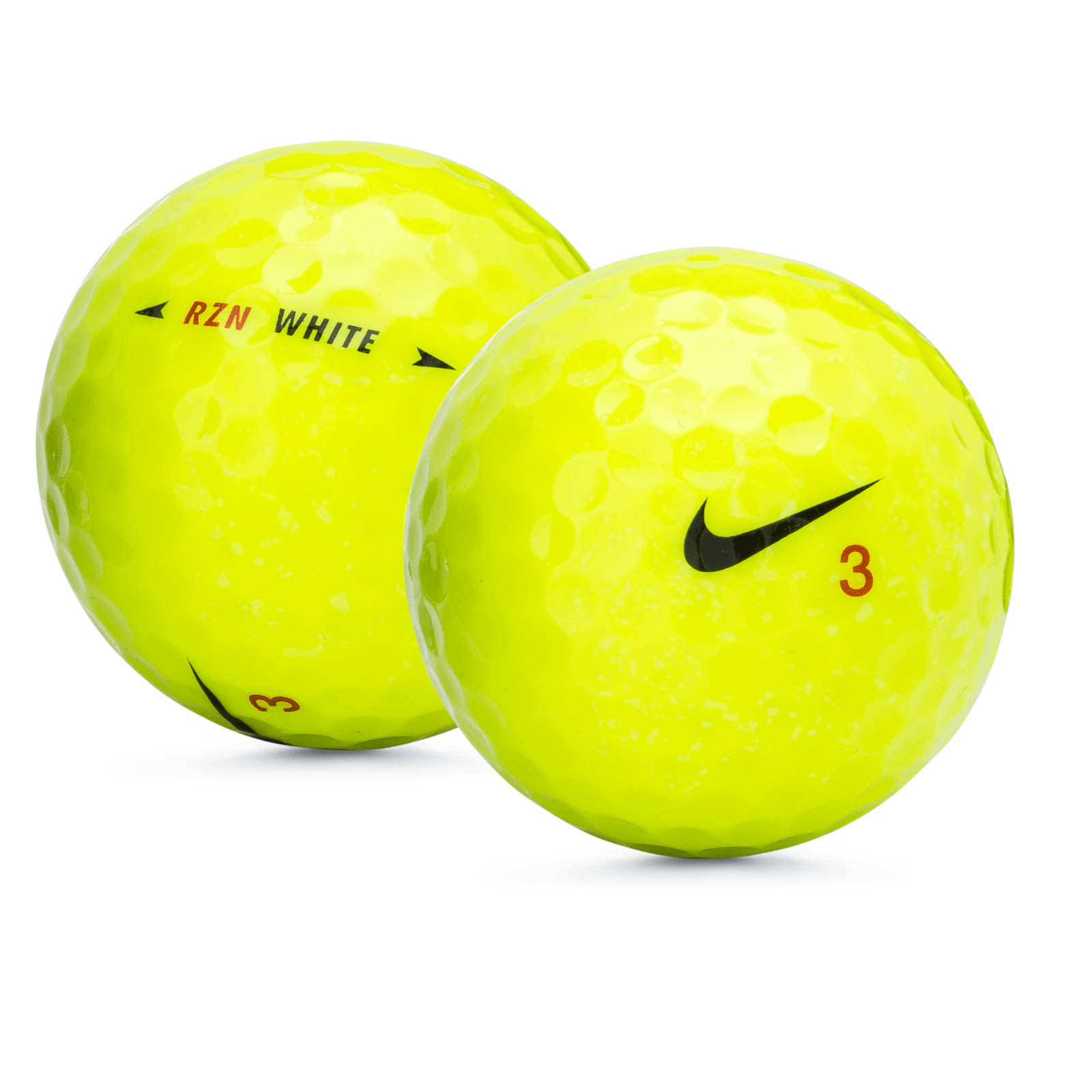 Used Nike RZN White Yellow Golf Balls 1 Dozen GolfBallNut
