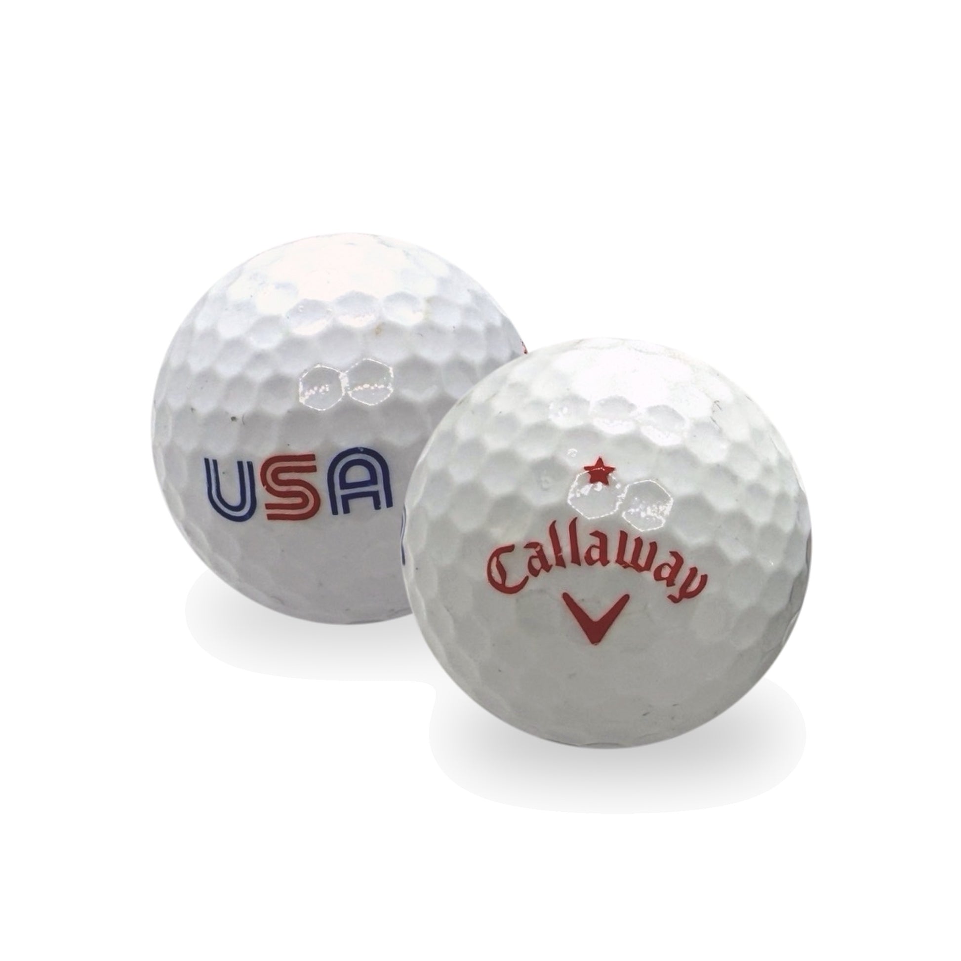 Used Callaway Supersoft USA golf balls, white with red and blue USA design