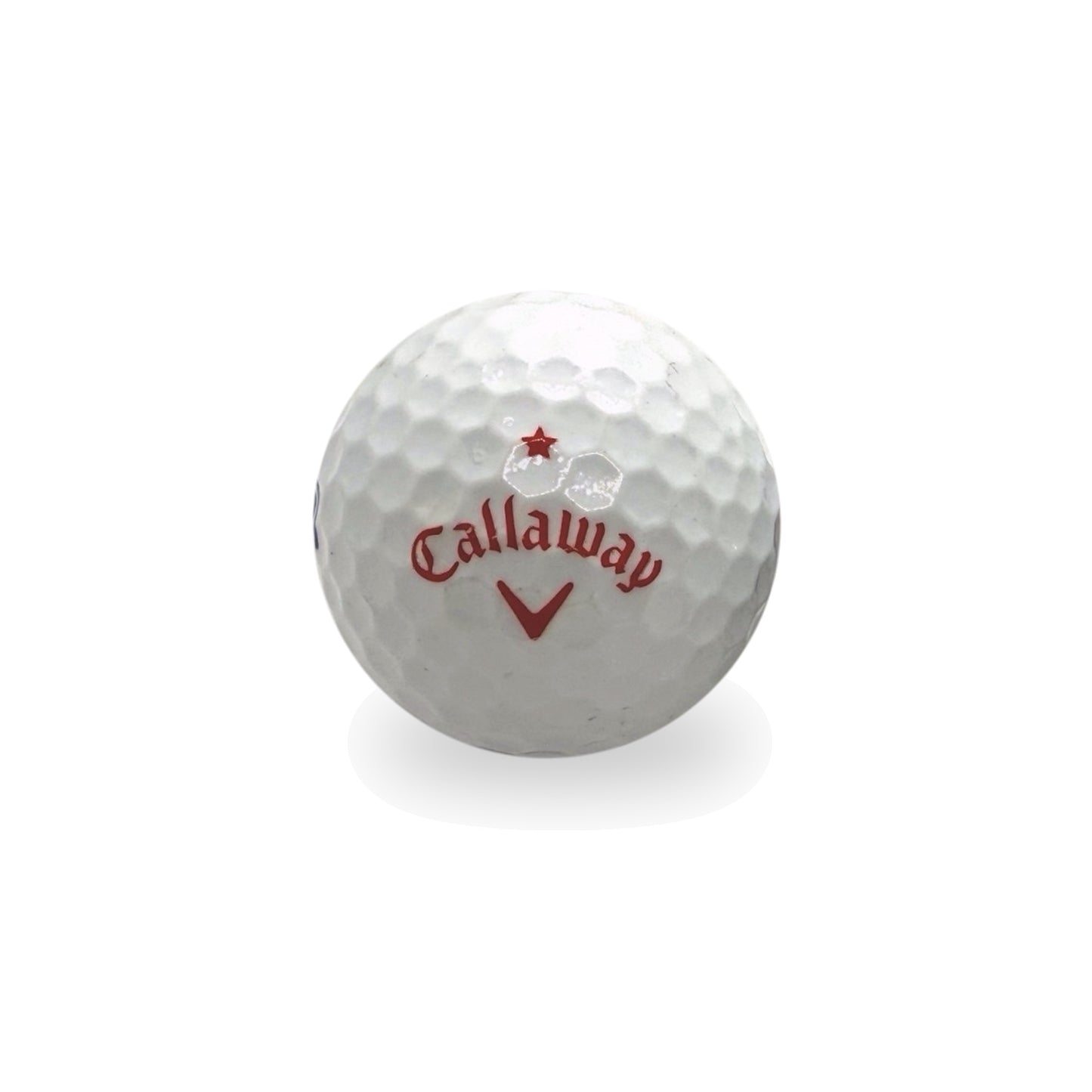 Used Callaway Supersoft USA golf ball, red logo side