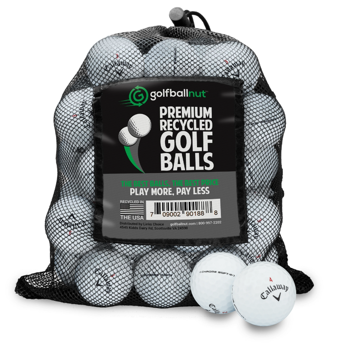 48 refinished Callaway Chrome Soft X golf balls in mesh bag