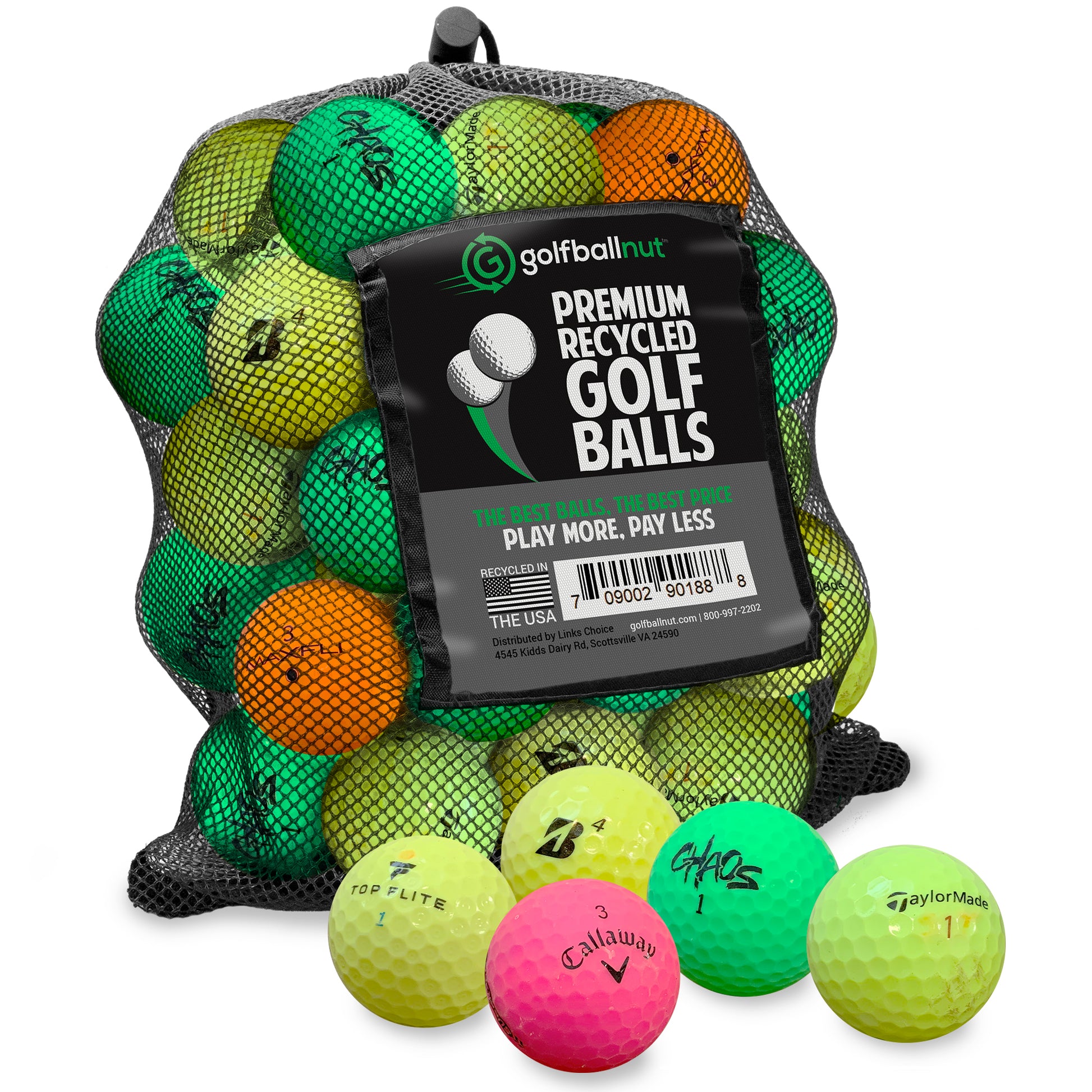 Golf Balls – Recycled Bulk Colored Mix for Practice & Play – Good Condition – Includes Mesh Bag – Budget-Friendly & Sustainable Golf Balls - bulk golf balls by GolfBallNut