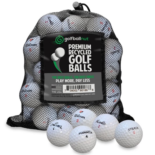 GolfBall Nut - 48 Used Golf Balls – Recycled Bulk White Mix for Practice & Play – Good Condition – Includes Mesh Bag – Budget-Friendly & Sustainable Golf Balls