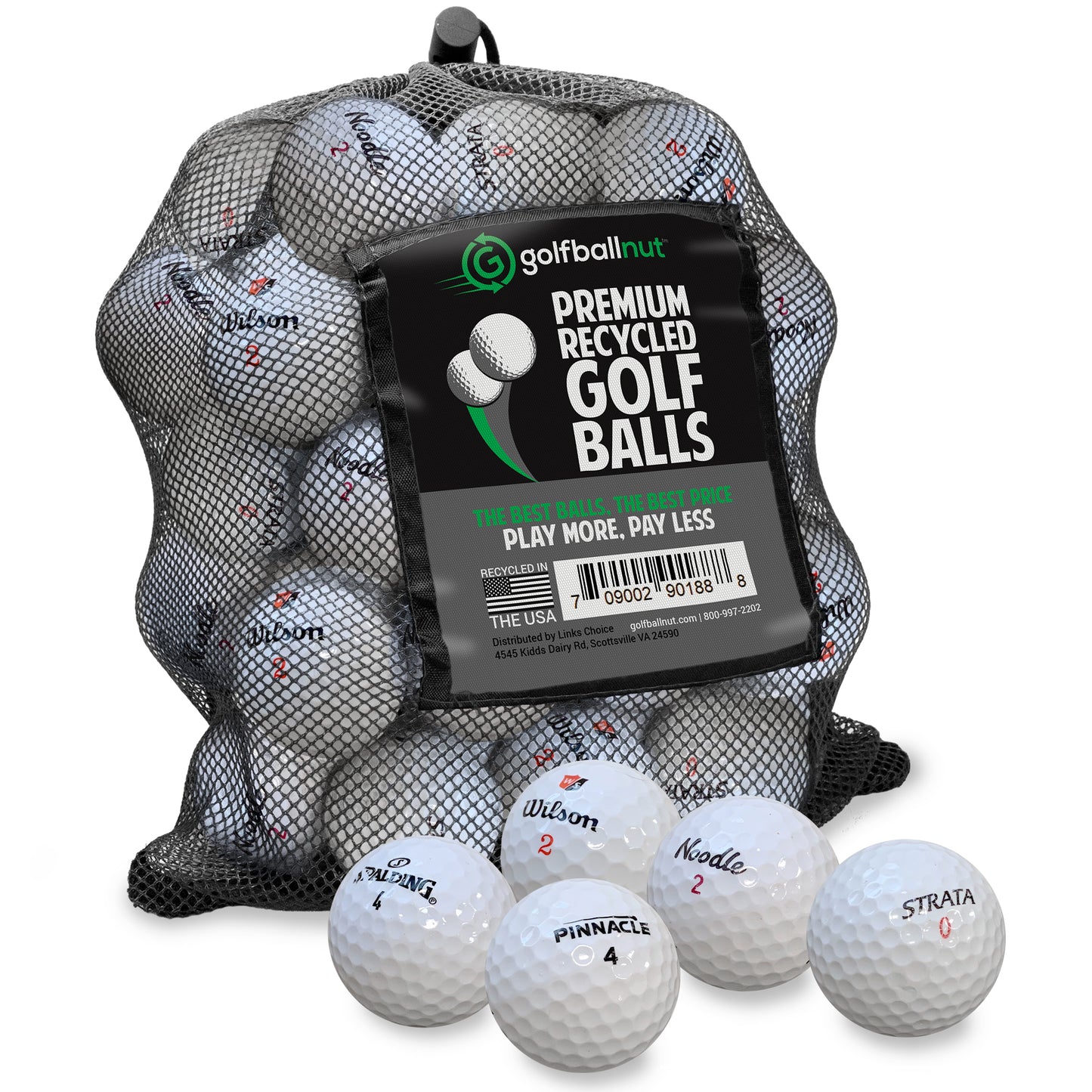 GolfBall Nut - 48 Used Golf Balls – Recycled Bulk White Mix for Practice & Play – Good Condition – Includes Mesh Bag – Budget-Friendly & Sustainable Golf Balls