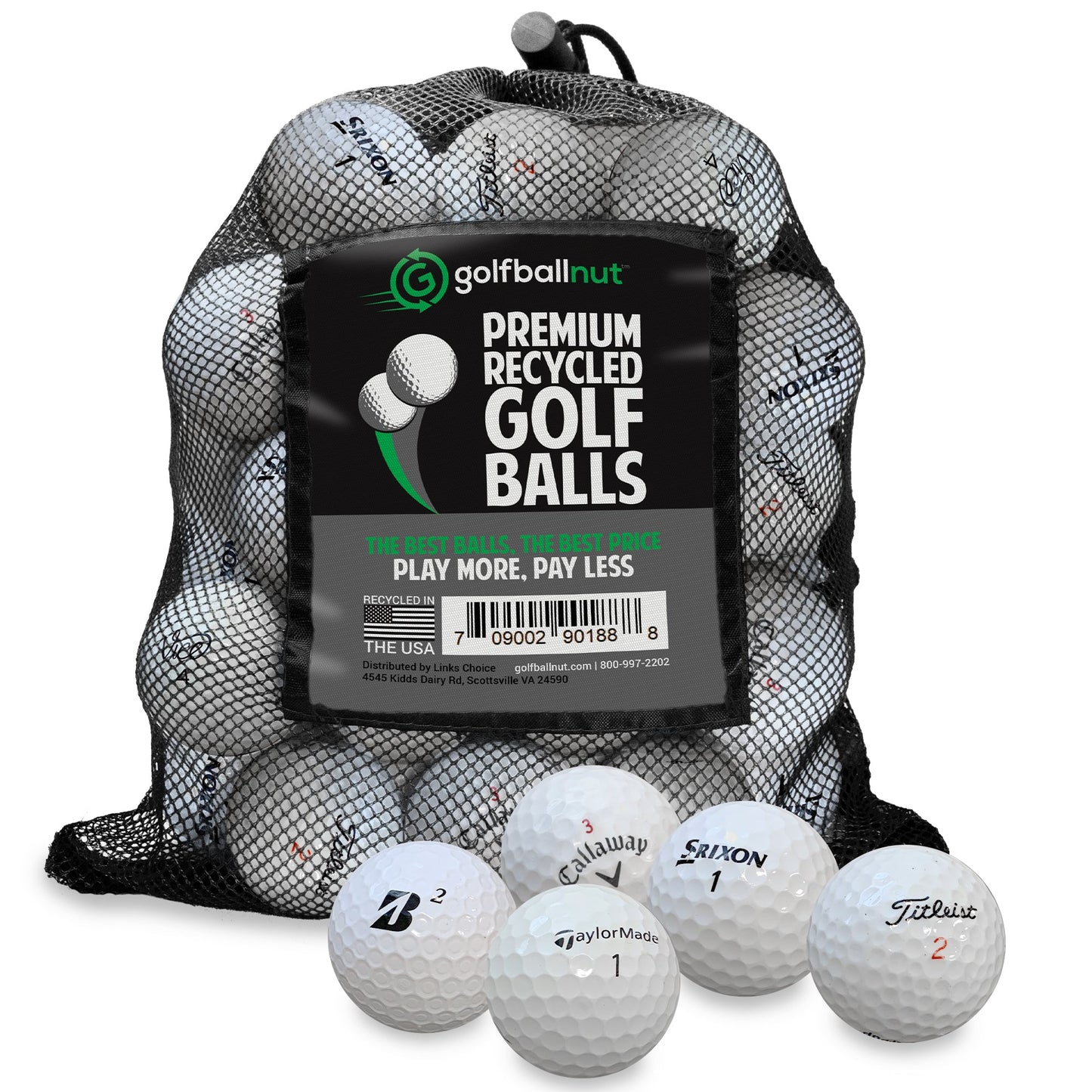 Used Golf Ball Starter Bundle - Assorted Models | Includes 100 Pride Professional Wooden Tees, Ball Brush and Reusable Mesh Bag - 24 Count