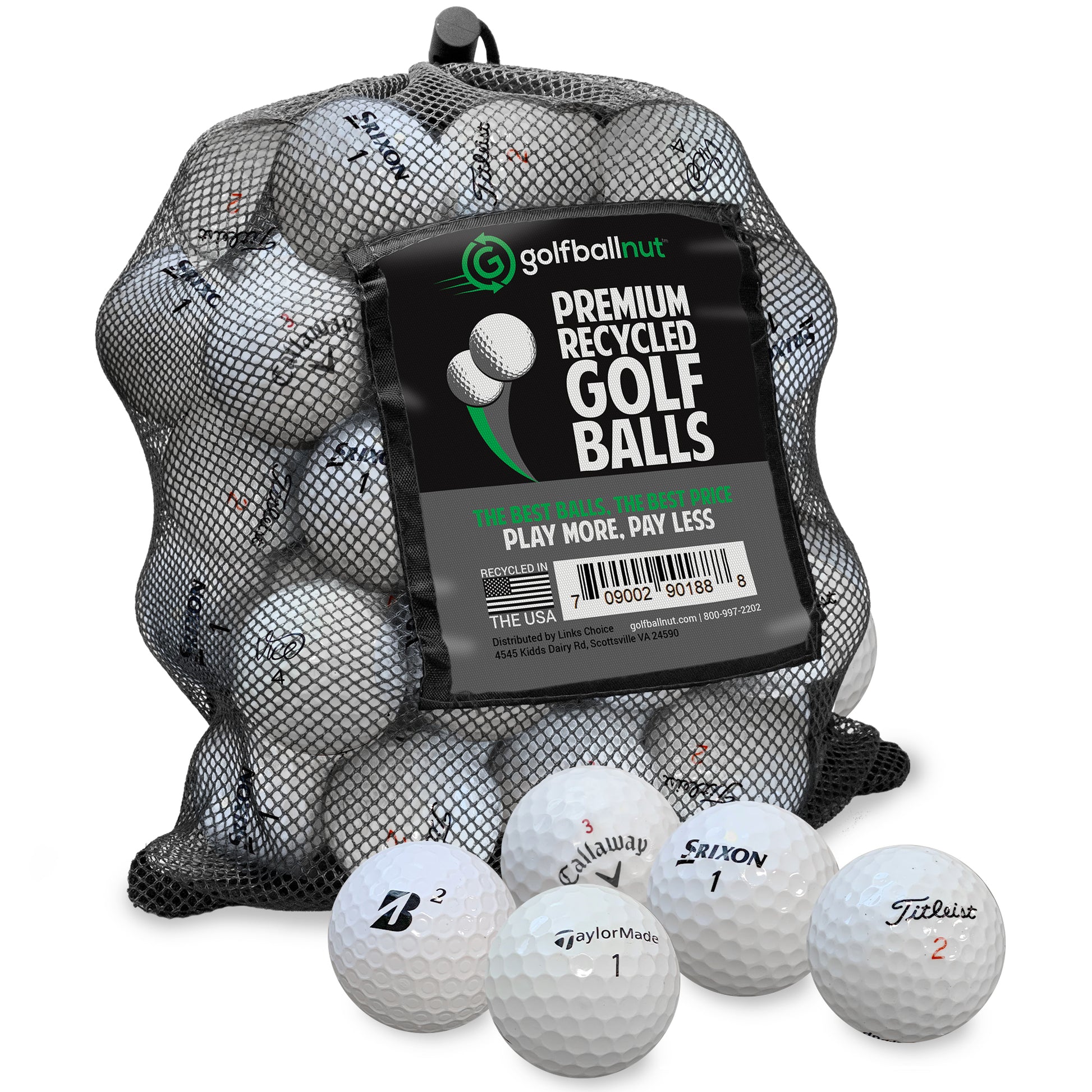 Golf Balls – Recycled Premium Brands Assorted Mix for Practice & Play – Good Condition – Includes Mesh Bag – Budget-Friendly & Sustainable Golf Balls - bulk golf balls by GolfBallNut