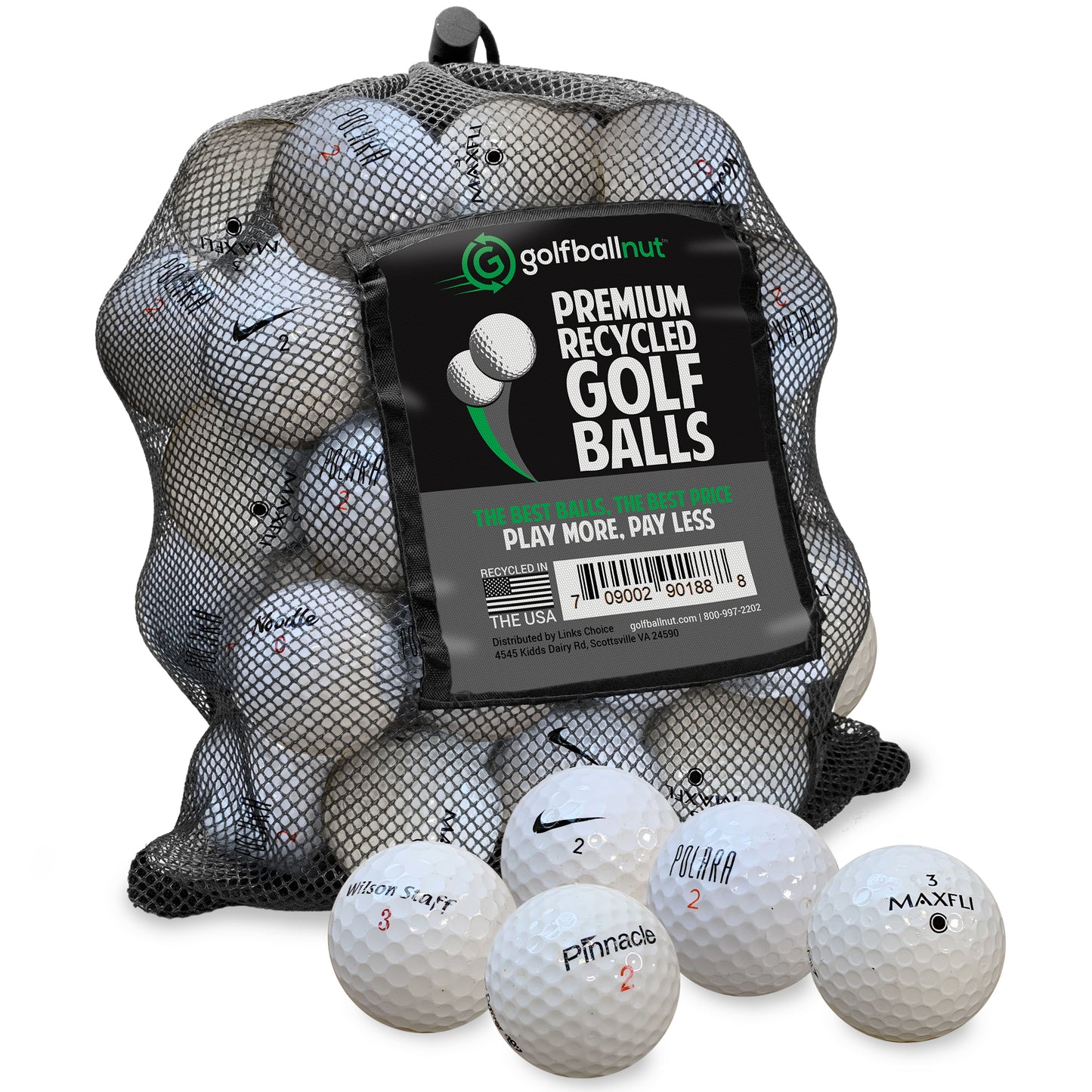 GolfBall Nut - 48 Used Golf Balls – Recycled Store Line Assorted Mix for Practice & Play – Good Condition – Includes Mesh Bag – Budget-Friendly & Sustainable Golf Balls