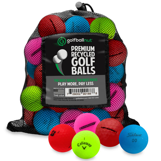GolfBall Nut - 48 Used Golf Balls – Recycled Premium Brands Assorted Mix in Matte Colors for Practice & Play – Good Condition – Includes Mesh Bag – Budget-Friendly & Sustainable Golf Balls
