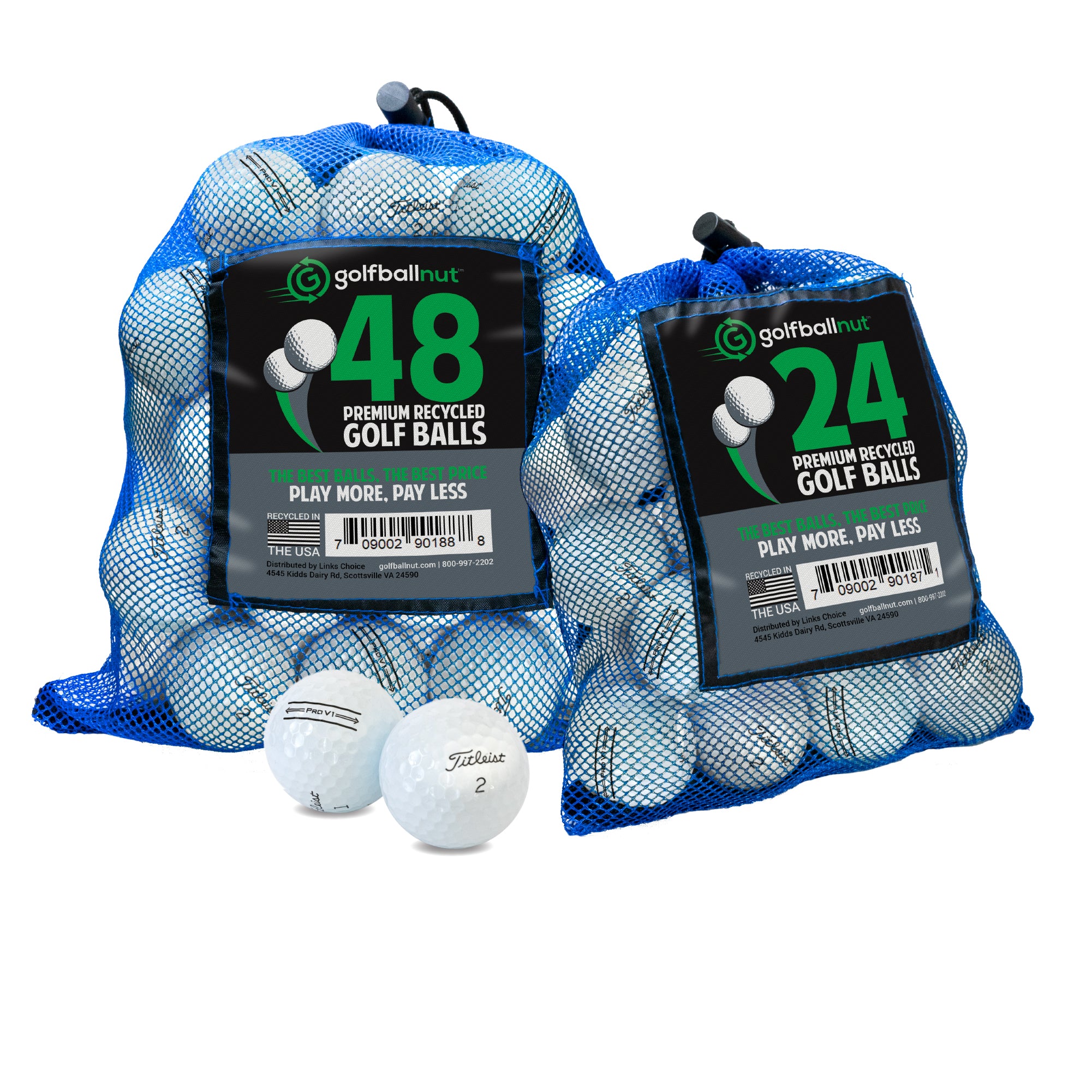 Golf Ball Nut Premium Used Golf Balls in Reusable Mesh BagsN