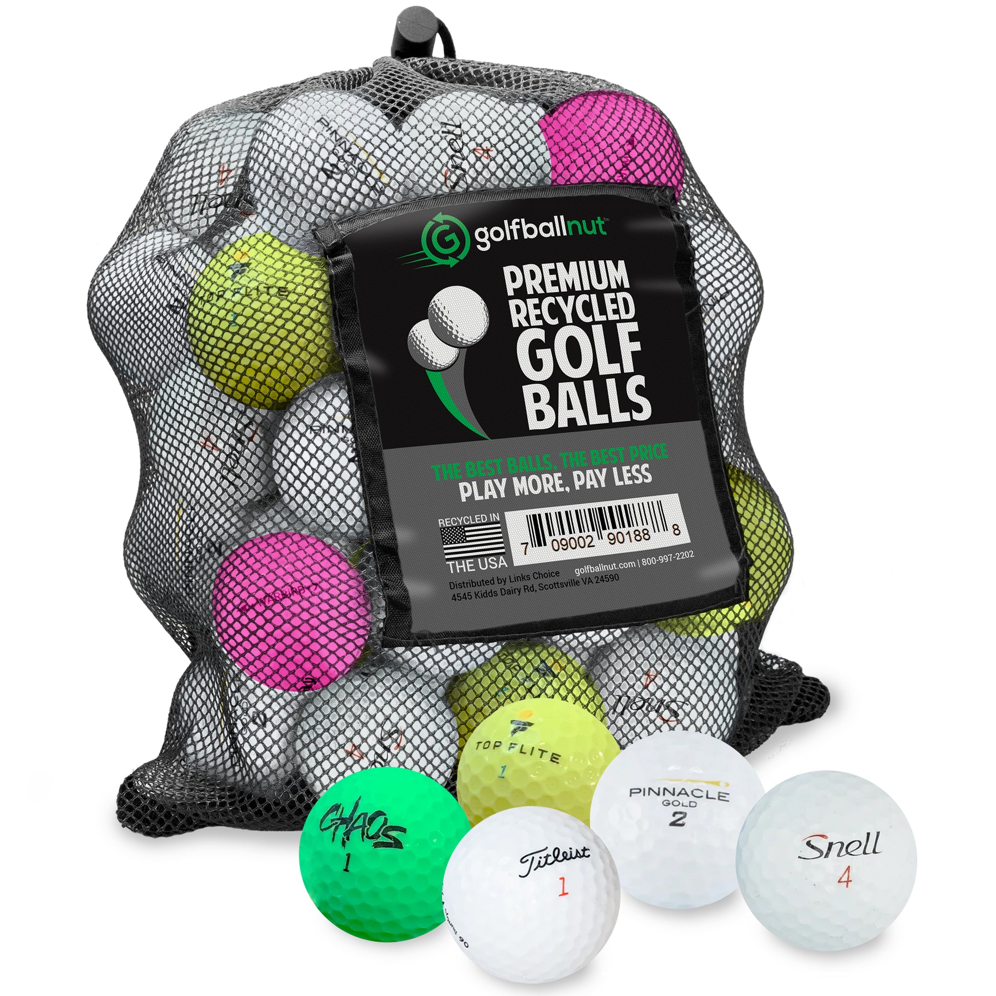 Golf Balls – Recycled Bulk Mix of Brands & Colors for Practice & Play – Good Condition – Includes Mesh Bag – Budget-Friendly & Sustainable Golf Balls - bulk golf balls by GolfBallNut