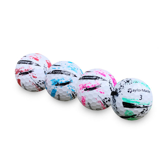 Used TaylorMade Speedsoft Ink golf balls, one dozen, assorted ink colors