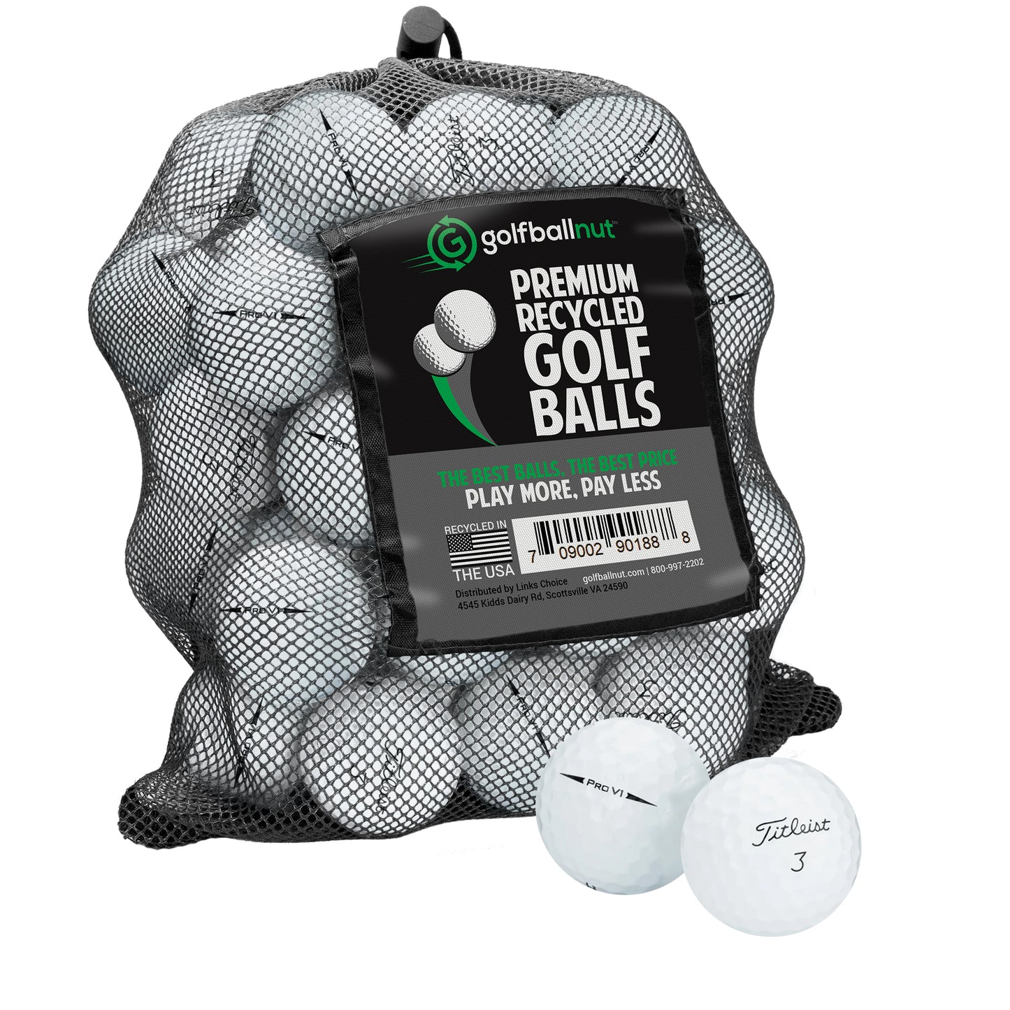 Used Titleist Pro V1 & V1x Mix Golf Balls – 48 Pack with Mesh Bag