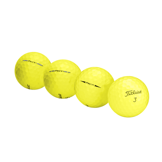 Used Titleist Pro V1 Yellow Mix golf balls, one dozen, yellow