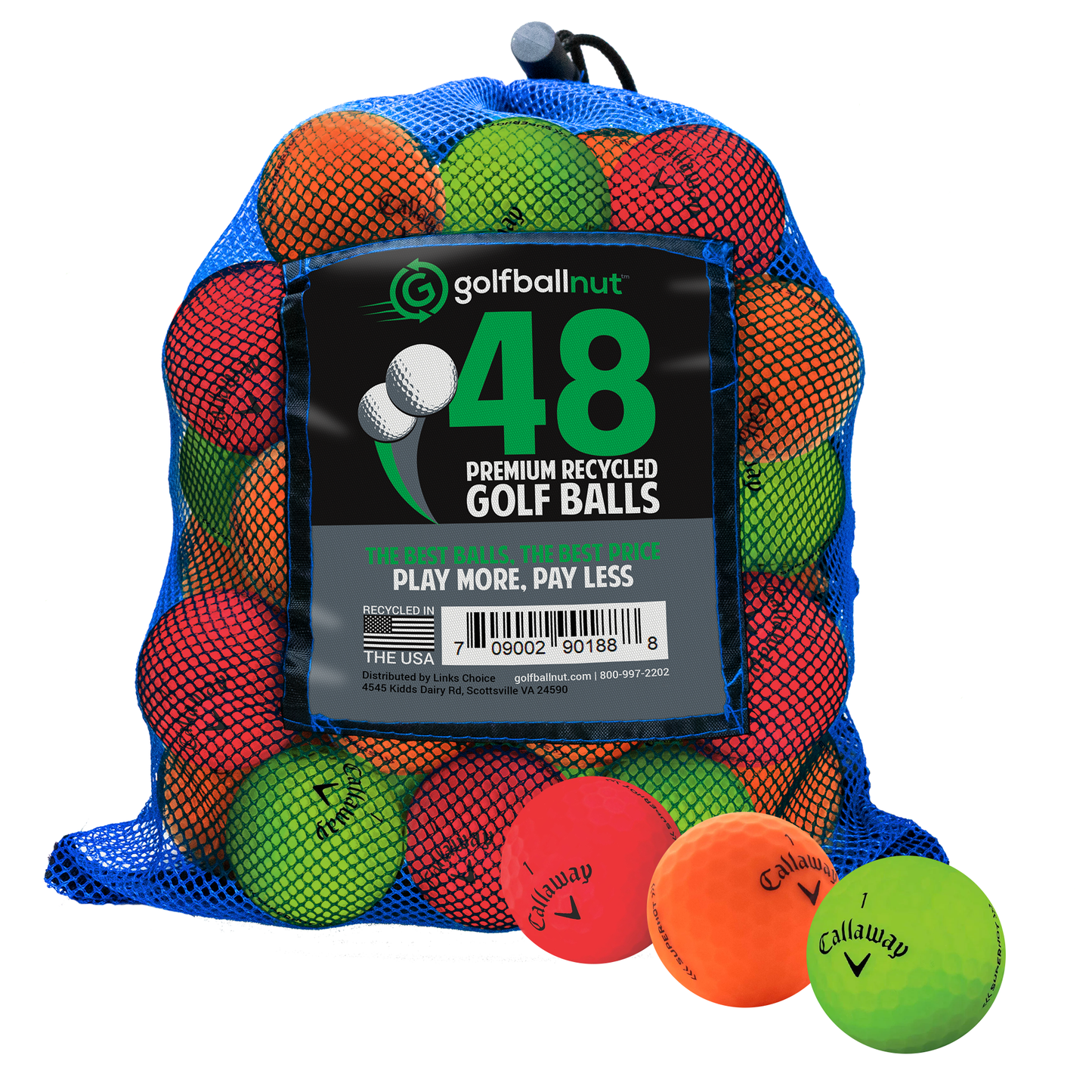 Used Callaway Matte Mix Golf Balls - Bulk Mesh Bags