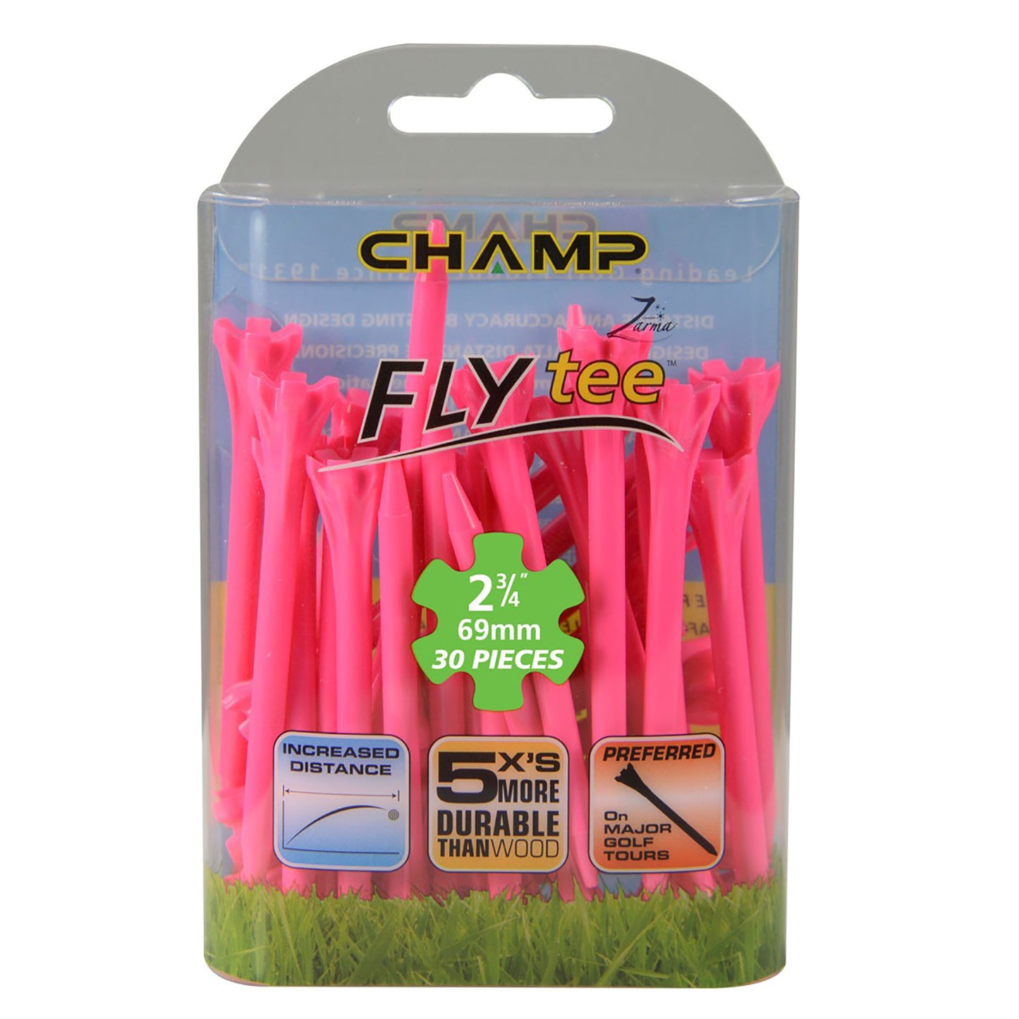 30 Champ Zarma Fly 2 3/4" Plastic Golf Tees