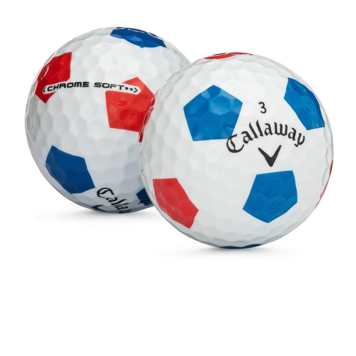 Used Callaway Chrome Soft Truvis Red, White, & Blue Golf Balls - 1 Dozen